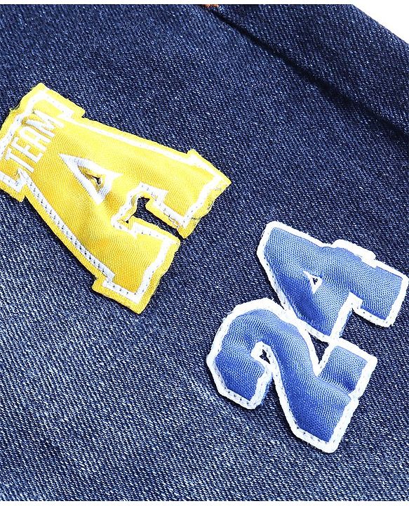Pine Kids Full Length Washed Denim Jeans With Football Patch Detailing - Blue