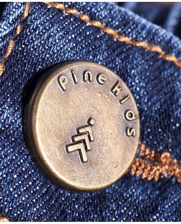Pine Kids Full Length Washed Denim Jeans With Football Patch Detailing - Blue