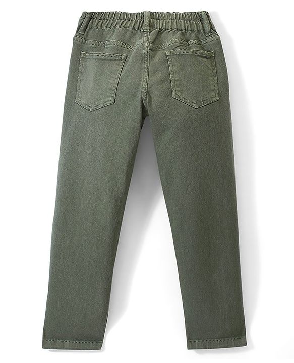 Pine Kids Denim Full Length Washed Jeans - Olive Green
