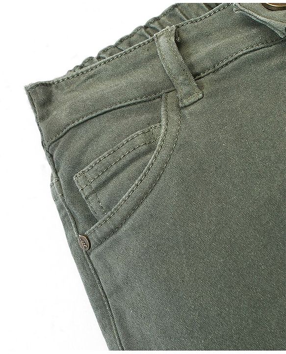 Pine Kids Denim Full Length Washed Jeans - Olive Green