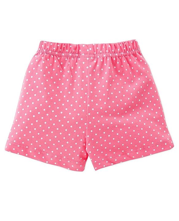 Babyhug Single Jersey Frill Sleeves Night Suit Strawberry Print - Orange & Pink