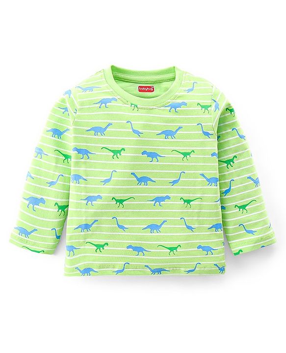 Babyhug Single Jersey Full Sleeves Night Suit Dino Print - Green