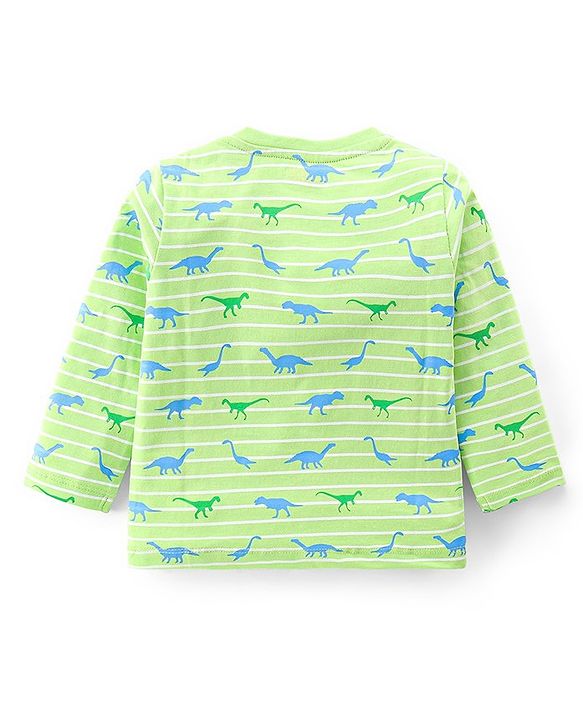 Babyhug Single Jersey Full Sleeves Night Suit Dino Print - Green