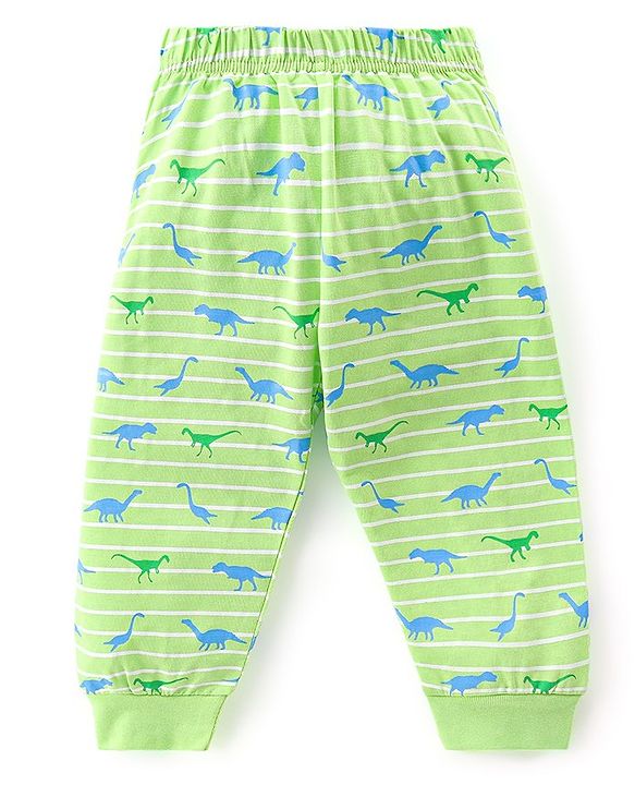 Babyhug Single Jersey Full Sleeves Night Suit Dino Print - Green