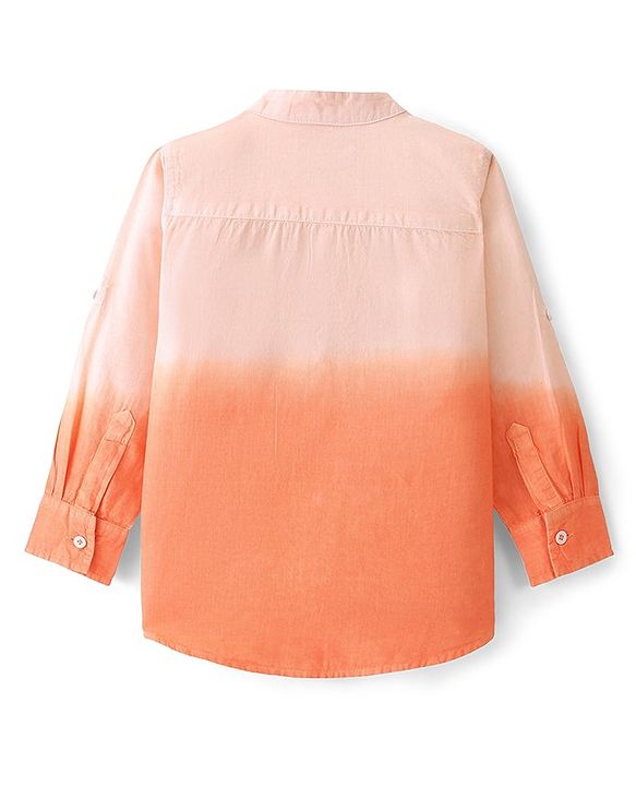 Pine Kids Cotton Woven Full Sleeves Solid Color Shirt - Orange
