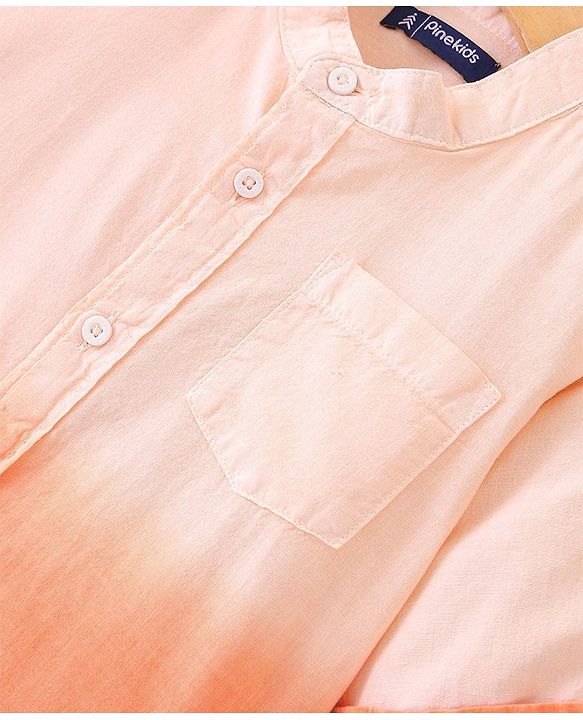 Pine Kids Cotton Woven Full Sleeves Solid Color Shirt - Orange