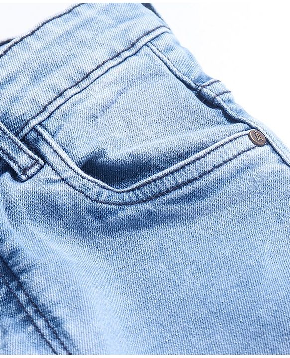 Pine Kids Cotton Rich Full Length Stretchable Denim with Adjustable waist band - Blue