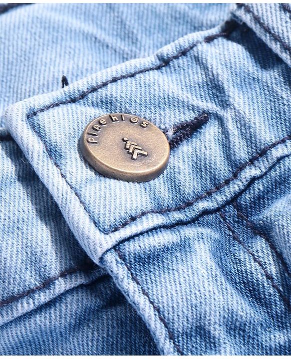 Pine Kids Cotton Rich Full Length Stretchable Denim with Adjustable waist band - Blue