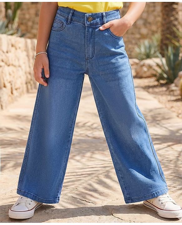 Pine Kids Denim Woven Ankle Length Washed Jeans - Blue