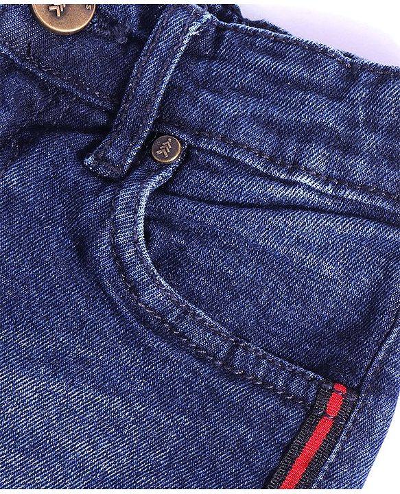 Pine Kids Mid Thigh Length Denim Washed Shorts - Blue