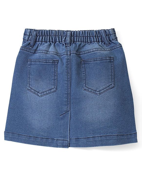 Pine Kids Denim Woven Above Knee Length Washed Skirt - Mid Blue