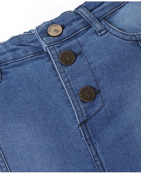 Pine Kids Denim Woven Above Knee Length Washed Skirt - Mid Blue