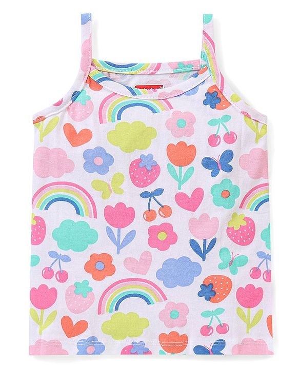 Babyhug 100% Cotton Knit Sleeveless Floral Printed Slips Pack of 3 - Multicolour