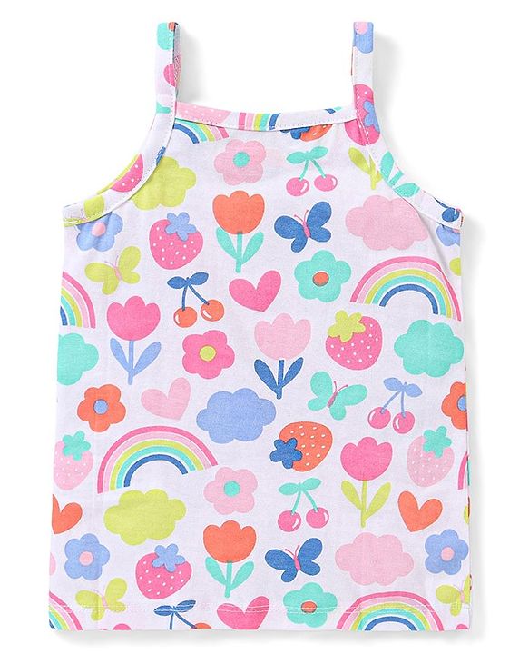 Babyhug 100% Cotton Knit Sleeveless Floral Printed Slips Pack of 3 - Multicolour