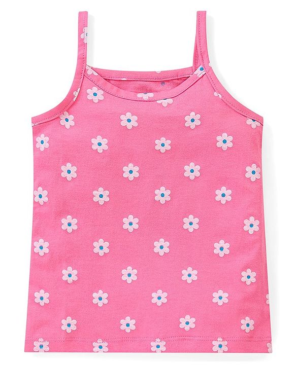 Babyhug 100% Cotton Knit Sleeveless Floral Printed Slips Pack of 3 - Multicolour