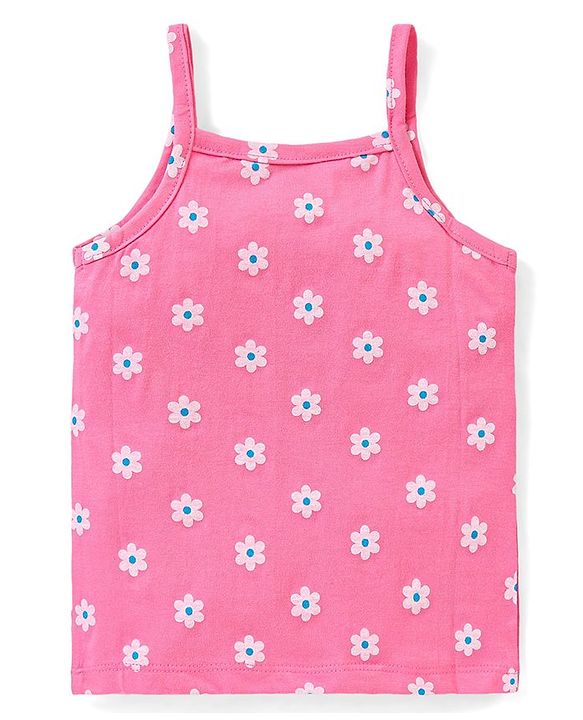 Babyhug 100% Cotton Knit Sleeveless Floral Printed Slips Pack of 3 - Multicolour