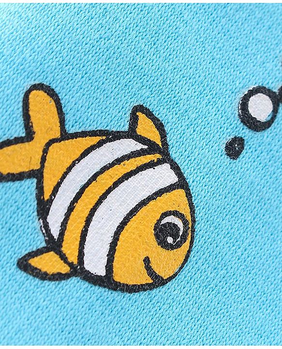 Babyhug 100% Cotton Knit Half Sleeves Front Open Vest Striped & Beach Theme Pack of 3 - Blue Red & White