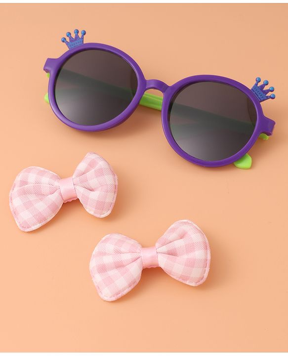 Babyhug Sunglasses  with Bow clips- Multi Color