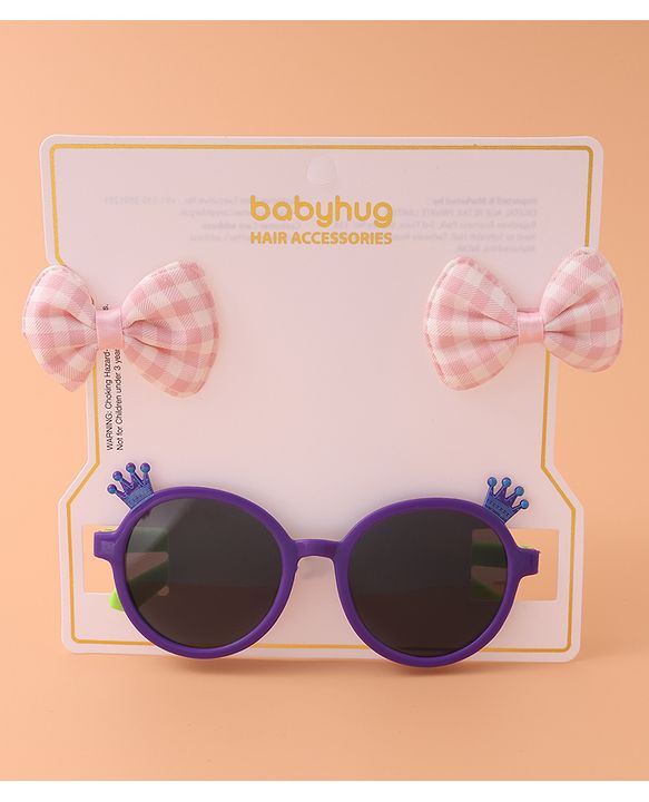 Babyhug Sunglasses  with Bow clips- Multi Color