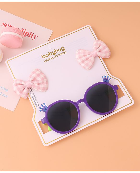 Babyhug Sunglasses  with Bow clips- Multi Color