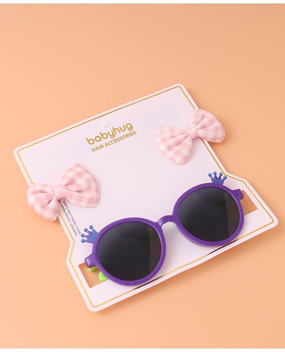 Babyhug Sunglasses  with Bow clips- Multi Color