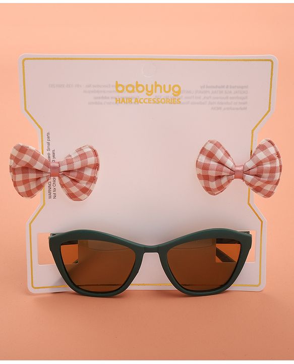 Babyhug Sunglasses  with Bow Clips - Black & Brown