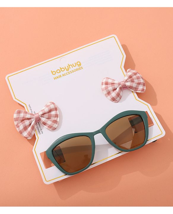 Babyhug Sunglasses  with Bow Clips - Black & Brown