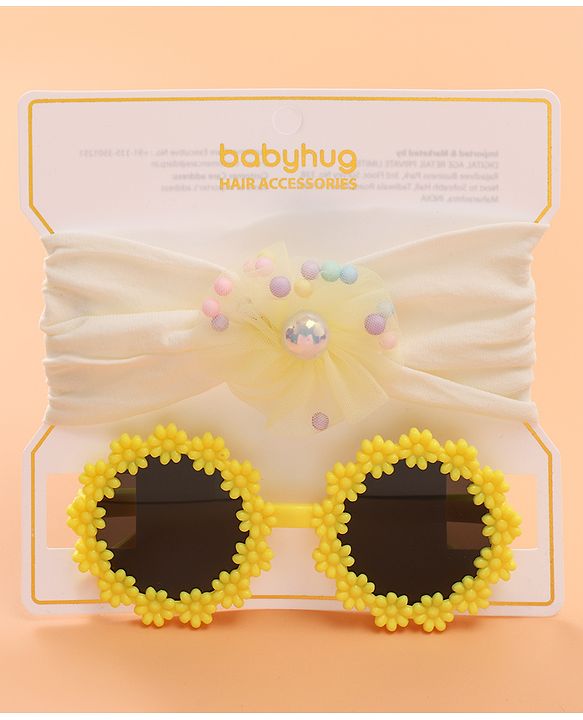 Babyhug Sunglasses with Headband Flower Applique - Red
