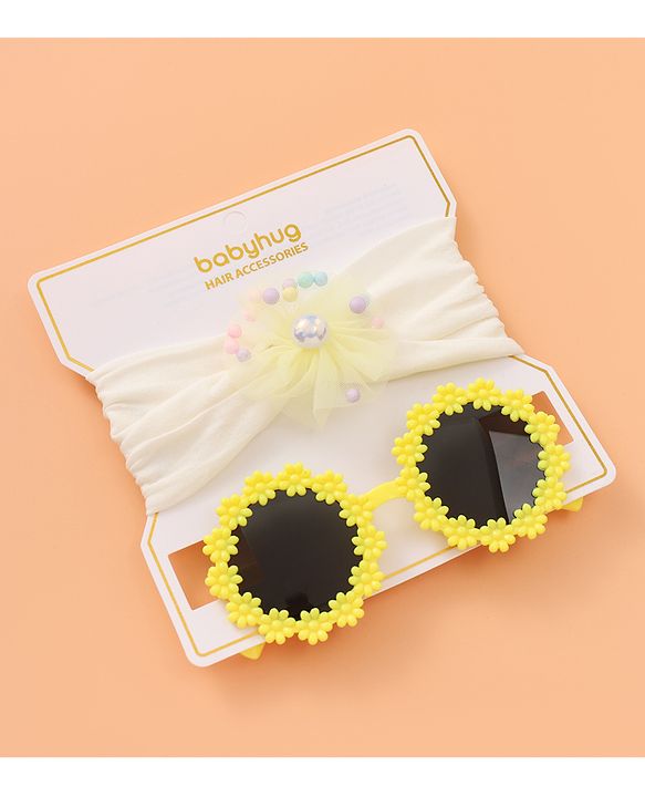 Babyhug Sunglasses with Headband Flower Applique - Red