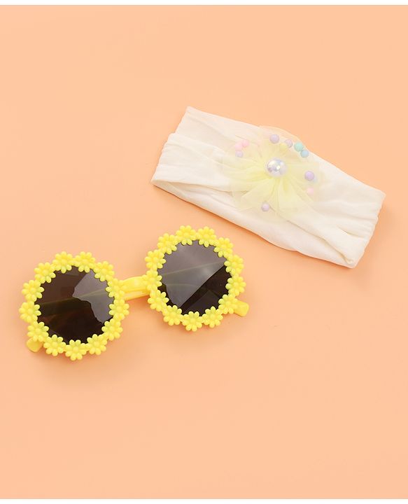 Babyhug Sunglasses with Headband Flower Applique - Red