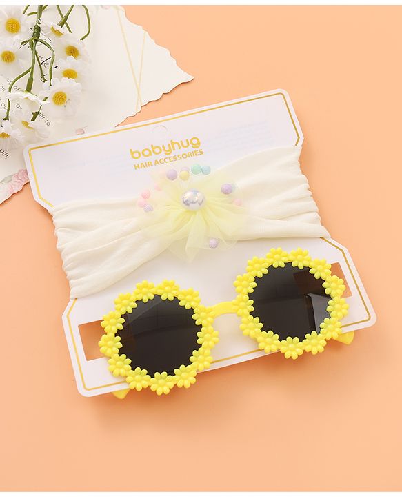 Babyhug Sunglasses with Headband Flower Applique - Red