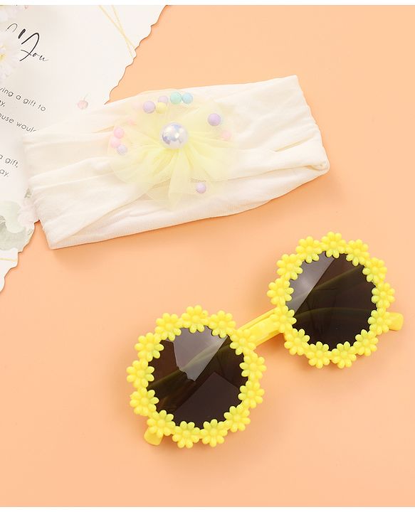 Babyhug Sunglasses with Headband Flower Applique - Red