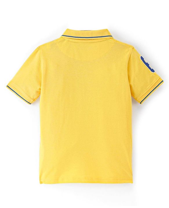 Pine Kids Half Sleeves Boat Embroidered Polo T-Shirt - Yellow