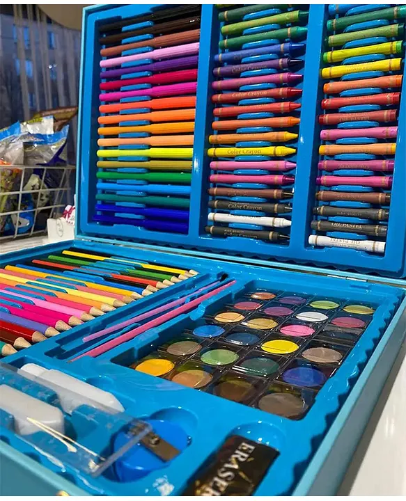 Zyamalox Blue 128-Piece Painting Set in Portable Briefcase for