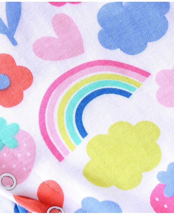 Babyhug 100% Cotton Knit Frill Sleeves Romper Heart Print -  Multicolor