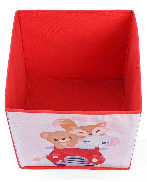 Babyhug Foldable Storage Bin Animal Outing Print - Red