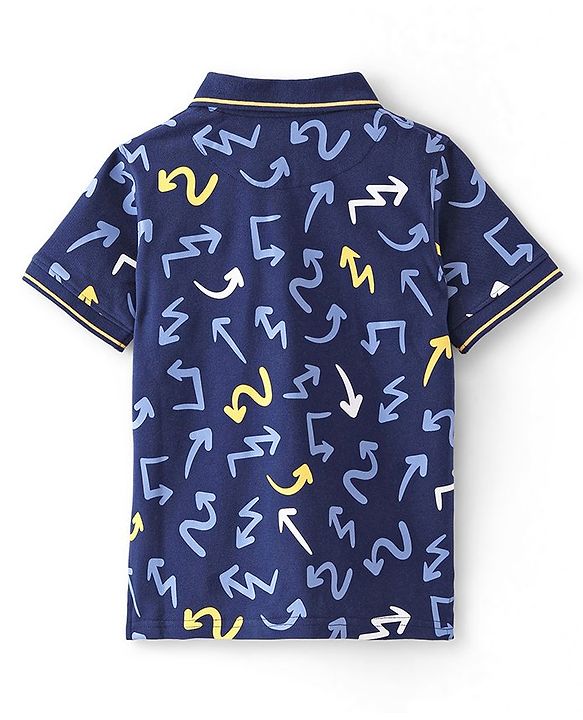Pine Kids Half Sleeves Printed Polo T-Shirt - Blue