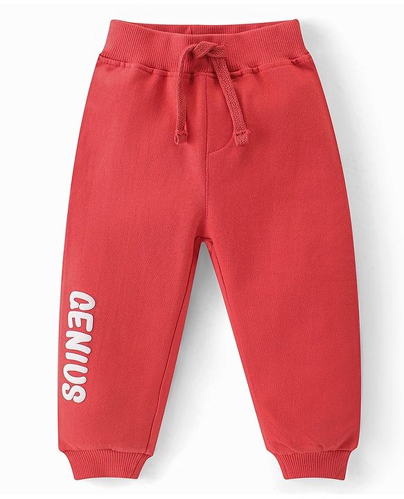 Babyhug Cotton Looper Knit Full Length Lounge Pant With Text Print Pack of 2 - Pink