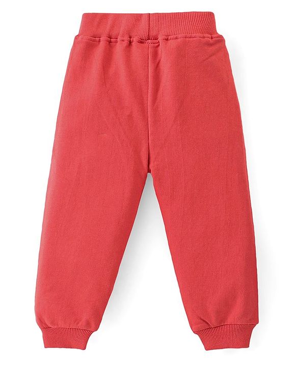 Babyhug Cotton Looper Knit Full Length Lounge Pant With Text Print Pack of 2 - Pink