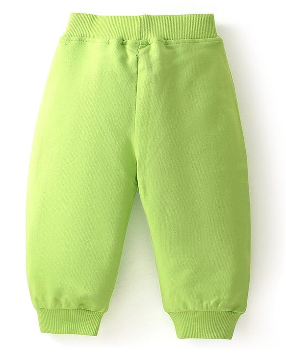 Babyhug Cotton Full Length Lounge and Track Pants Solid & Text Print  Pack of 2 - Blue & Green