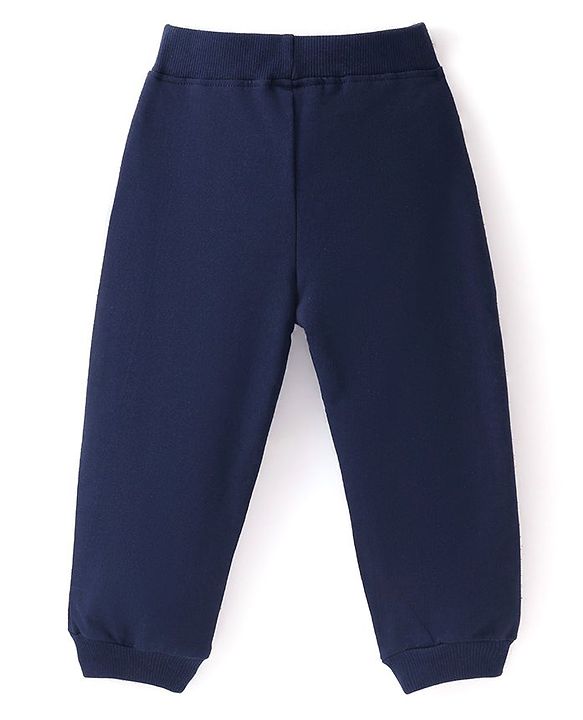 Babyhug Cotton Looper Knit Full Length Track Pant Basketball Print - Navy Blue