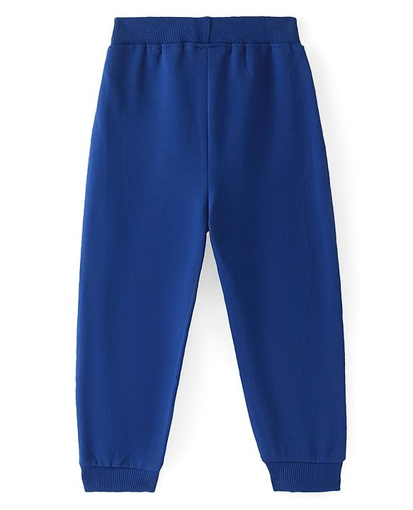 Babyhug Cotton Knit Full Length Lounge Pant with Baby Tiger Print - Blue