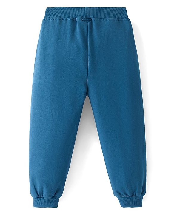 Babyhug Cotton Knit Full  Length Lounge Pant - Blue