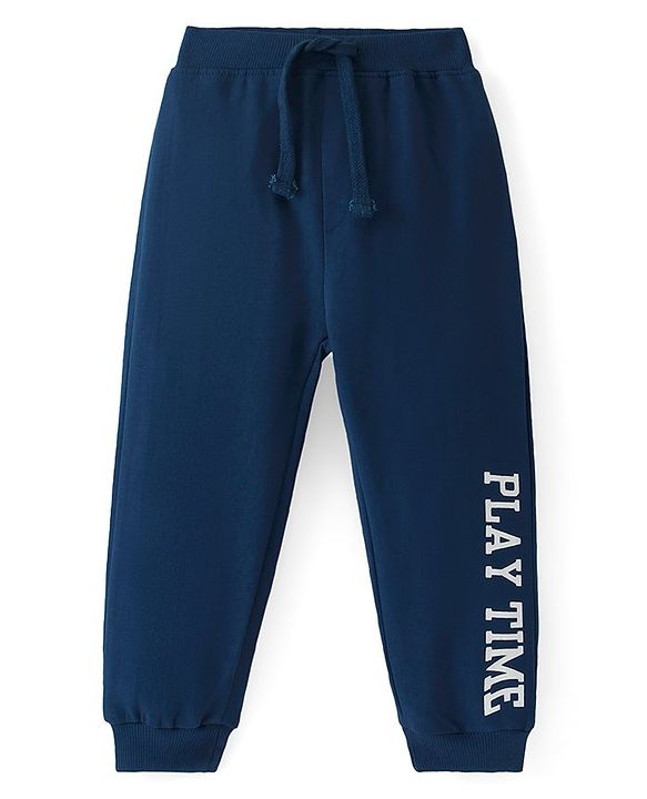 Babyhug Cotton Knit Full Length Lounge Pant - Navy Blue