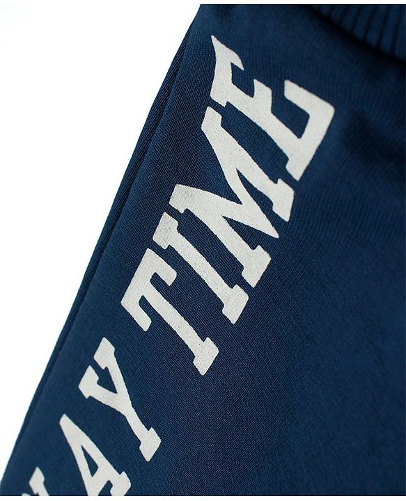 Babyhug Cotton Knit Full Length Lounge Pant - Navy Blue