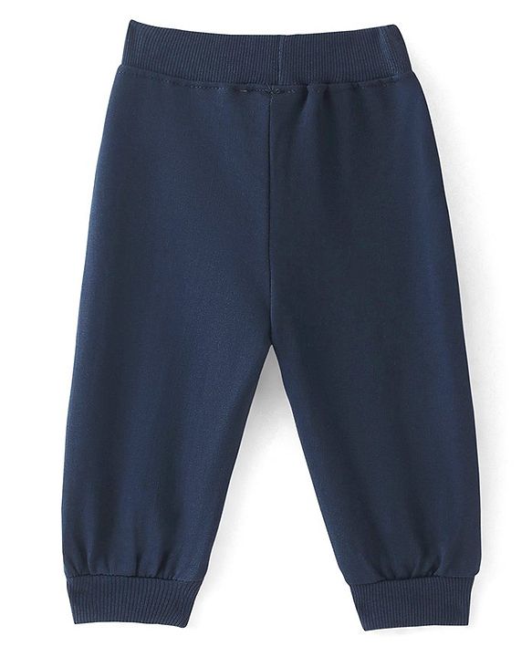 Babyhug Cotton Knit Full Length  Lounge and Track Pant with Icecream Print and a Bow - NavyBlue