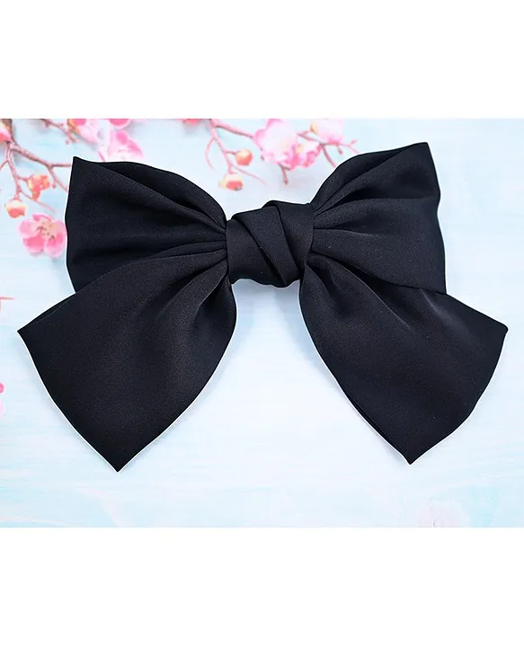 Black Bow Long Tail Barrette Hair Clip