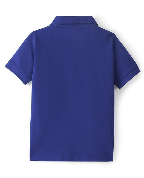Pine Kids Knit Half Sleeves T-Shirt Solid Colour- Blue