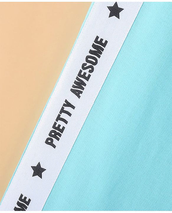 Pine Kids 100% Cotton Terry Knit Full Length Lounge Pant Text Print - Tanager Turquoise