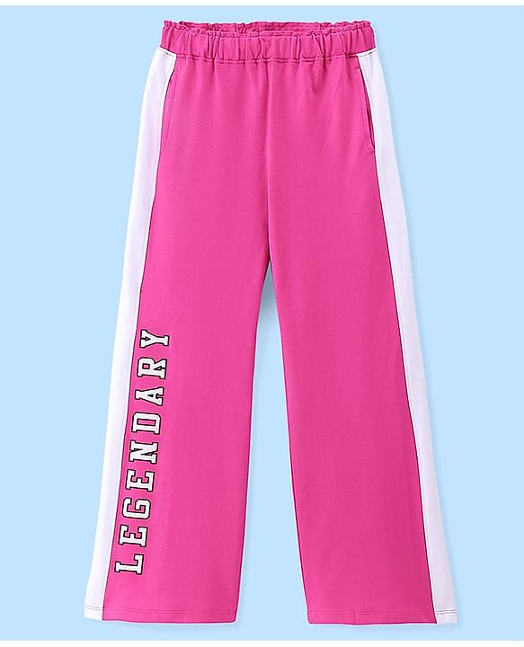 Pine Kids Cotton Terry Full Length Track Pant Legendary Printed - Rose Violet